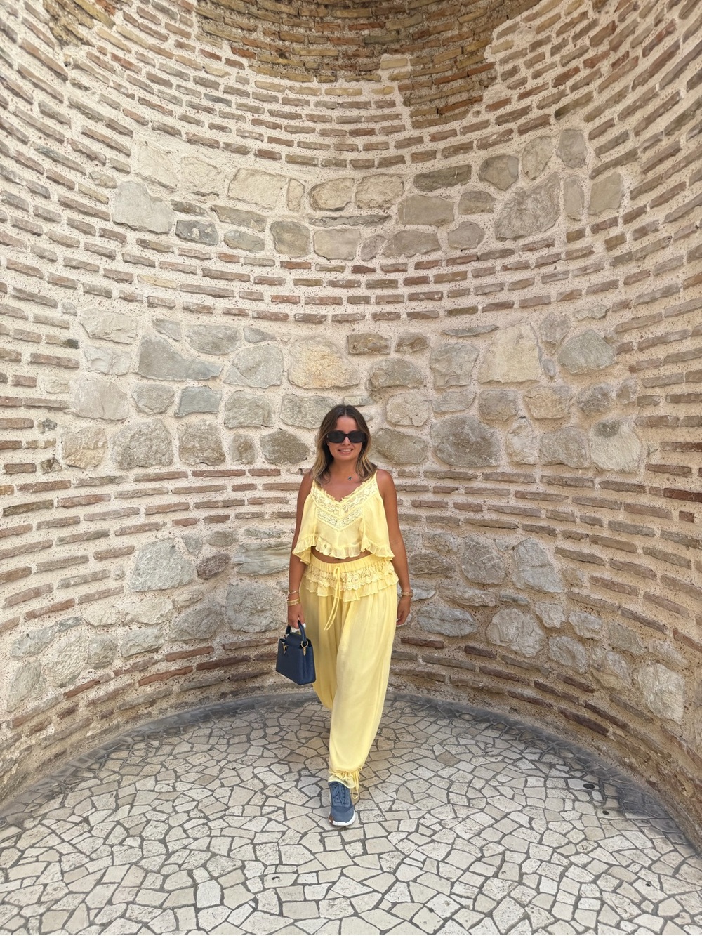 Free People Yellow Lace-Trim Wide Leg Jumpsuit Set